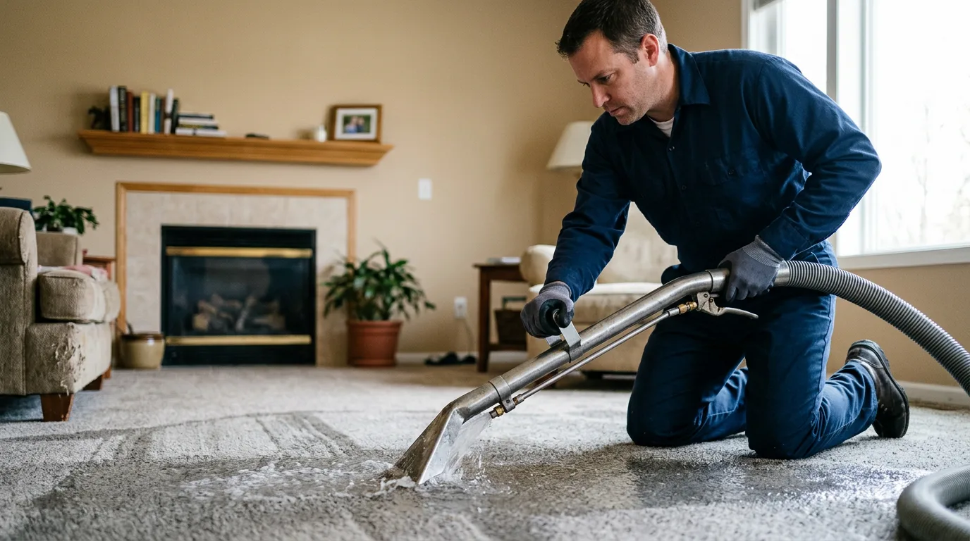 Water damage restoration technician working near Valencia, PA